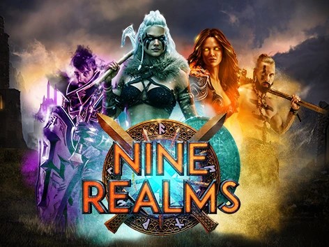 Nine Realms slot logo by Red Tiger Gaming at Spin casino